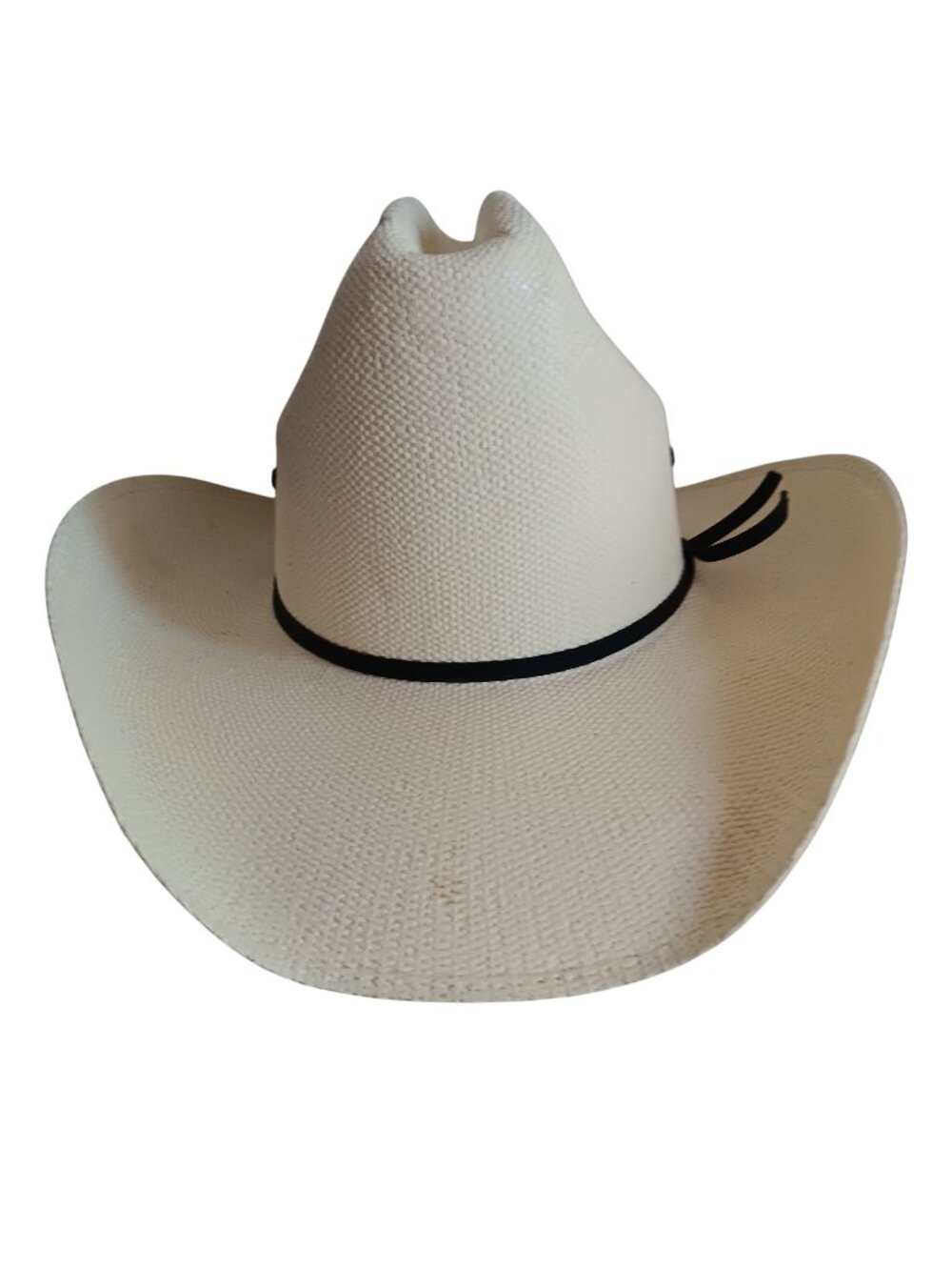 Size 6 7/8 White Straw Cowboy Hat W/ Black Band Western Resistol Rancher